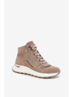 Dámské sportovní kotníkové boty na platformě z přírodního semiše model 21713308 béžové - Zazoo