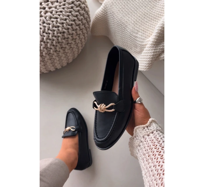 Dámské mokasíny s ozdobným detailem černé model 21900473 - Boto