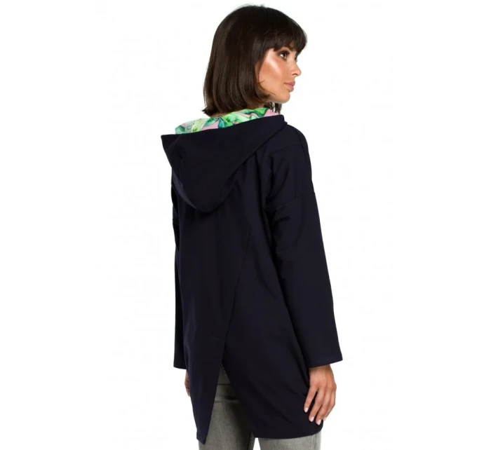 B091 Mikina s kapucňou Oversized na zips - čierna