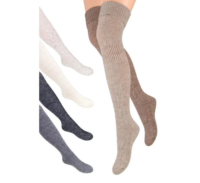 Dámske vlnené vysoké čižmy 089 sivé - Steven