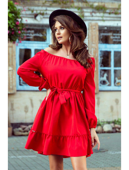 Červené dámské šaty s volánky model 7954572 - numoco