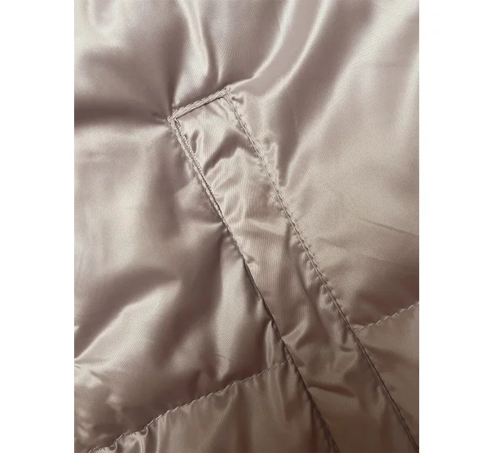 Krátká béžová dámská bunda s odepínací kapucí model 19422307 - S'WEST Krátká béžová dámská bunda s odepínací kapucí model 19422307 - S'WEST