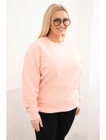 Dámská mikina s model 21723058 vzorem Plus Size bavlněná basic s kulatým výstřihem lososová - K-Fashion