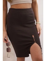 Dámská model 21774829 sukně s knoflíky kostkovaná béžová - K-Fashion