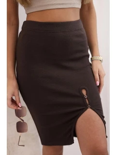 Dámská model 21774829 sukně s knoflíky kostkovaná béžová - K-Fashion