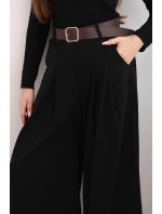 Dámske široké nohavice s opaskom čierne Dámske široké nohavice s opaskom čierne