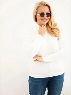 Dámský svetr Plus Size z viskózy s rolákem ecru