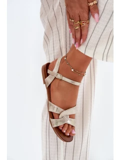 Ploché Lesklé Sandály Dámské model 21696807 Zlaté - S.Barski