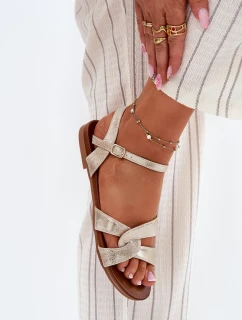 Ploché Lesklé Sandály Dámské model 21696807 Zlaté - S.Barski