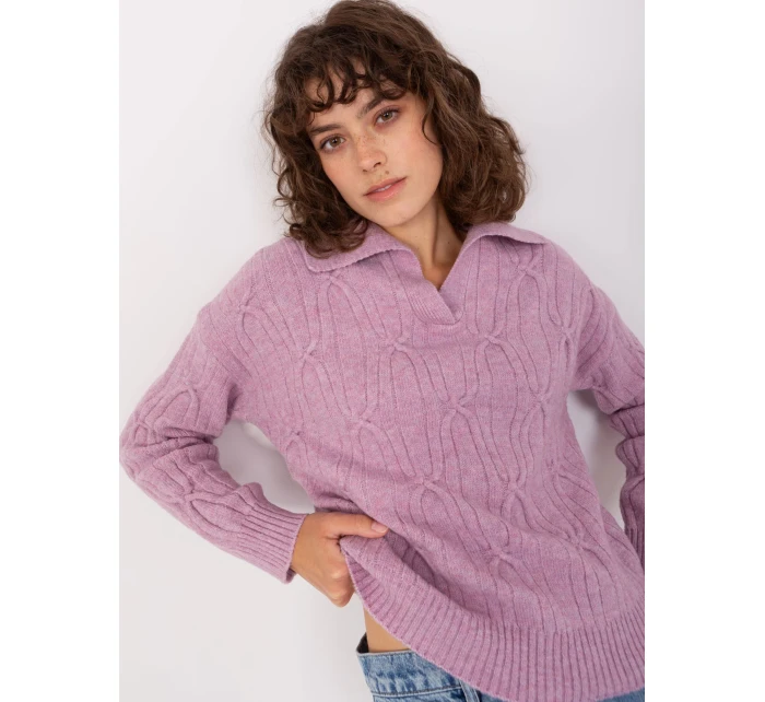 Sweter AT SW jasny fioletowy model 19018547 - FPrice Sweter AT SW jasny fioletowy model 19018547 - FPrice