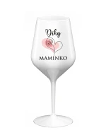 DÍKY MAMINKO - bílá nerozbitná sklenice na víno 470 ml