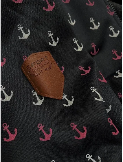 Teplá černá rozepínací mikina se vzorem model 21312108 - 6&8 Fashion