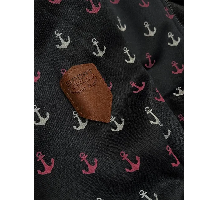 Teplá černá rozepínací mikina se vzorem model 21312108 - 6&8 Fashion