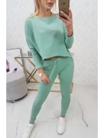 Souprava s oversize halenkou tmavě mátové barvy