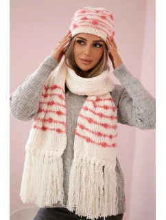 Dámska súprava so šatkou Anika K304 ecru+malmine