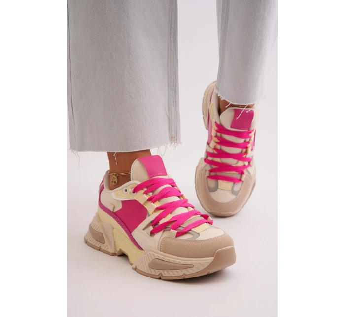 Snekersy Damskie Na Grubej Podeszwie Fuksja Peonema