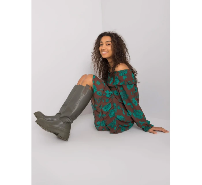 Šaty DHJ SK model 16283501 hnědá - FPrice Šaty DHJ SK model 16283501 hnědá - FPrice