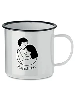 Personalizovaný retro plechový pohár – pár v objatí Personalizovaný retro plechový pohár – pár v objatí