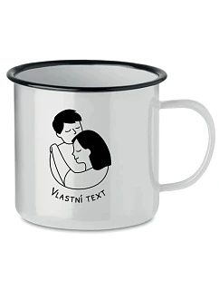 Personalizovaný retro plechový pohár – pár v objatí