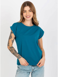 Bavlnené dámske tričko s ohrnutými rukávmi Feel Good (4833-25)
