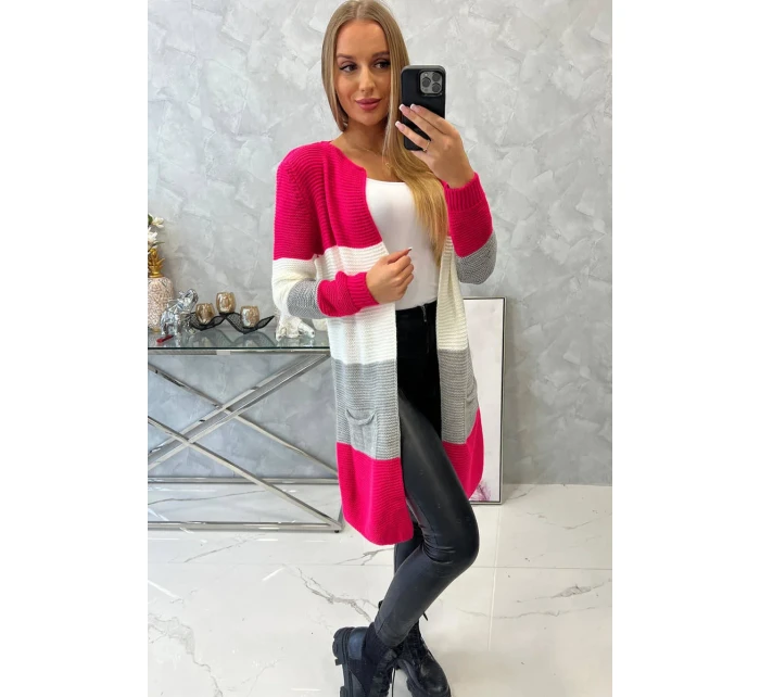 Pruhovaný sveter malinová + ružová