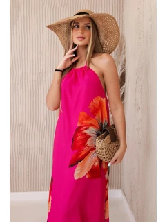 Viskózové šaty  krku fuchsie model 20143955 - K-Fashion