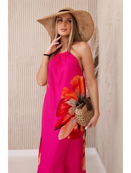 Viskózové šaty  krku fuchsie model 20143955 - K-Fashion