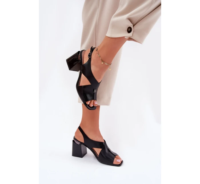 Elegantní Dámské Sandály Na Podpatku model 21695144 Černé - VINCEZA