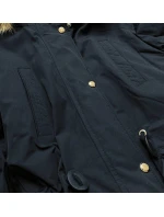 Tmavomodrá a ružová obojstranná dámska zimná bunda s kapucňou (w211) Tmavomodrá a ružová obojstranná dámska zimná bunda s kapucňou (w211)