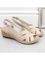 Pohodlné kožené sandále Rieker W RKR682 beige