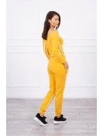 Súprava s dvojitými pruhmi horčica+biela Súprava s dvojitými pruhmi horčica+biela