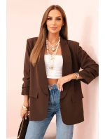 Elegantní sako s klopami hnědé