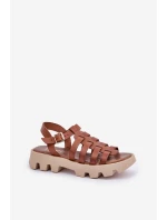 Skórzane Sandały Damskie Zazoo 3695 Camel Skórzane Sandały Damskie Zazoo 3695 Camel