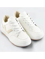 Bielo-béžové dámske športové šnurovacie topánky (S070)