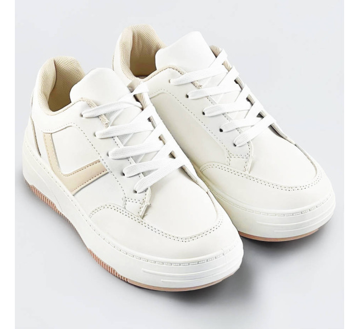 Bielo-béžové dámske športové šnurovacie topánky (S070)