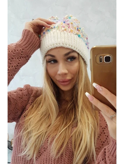 Bublinková čiapka K219 ecru