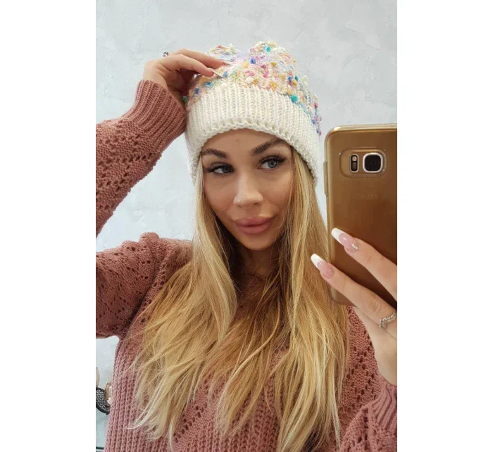 Bublinková čiapka K219 ecru