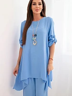 Súprava blúzka + nohavice s príveskom modrá