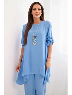 Súprava blúzka + nohavice s príveskom modrá