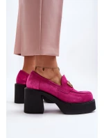 Zazoo 20170 Półbuty Zamszowe Damskie Na Słupku Fuksja