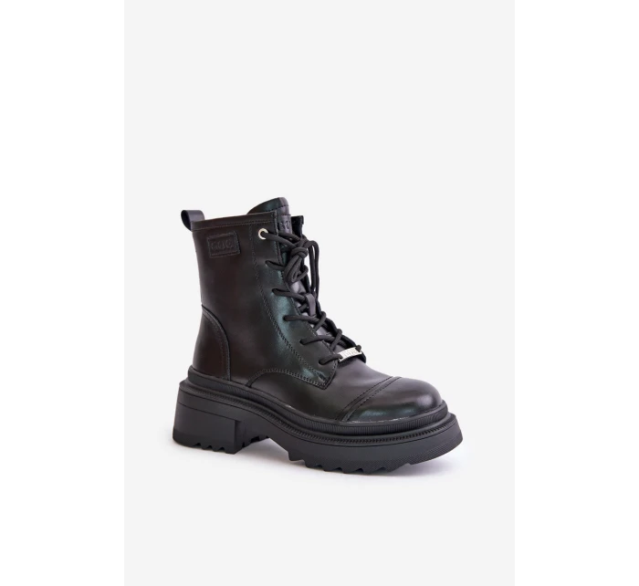 Dámské Zateplené Kožené Boty Černé model 21673867 - Goe