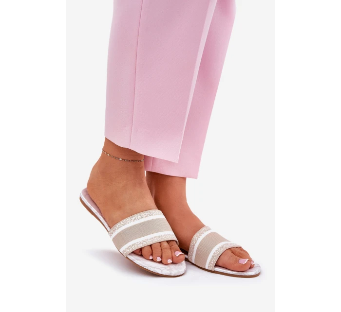 Vzorované Plné Dámské Sandály Béžové model 21689586 - Boto