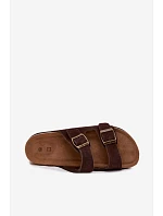 Kožené Semišové Dámské Pantofle S Čokoládové model 22125565 - Boto