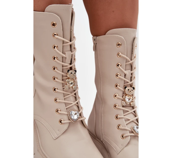 Dámska pracovná obuv s príveskami - medvedík a srdce, béžová Iravine Dámska pracovná obuv s príveskami - medvedík a srdce, béžová Iravine