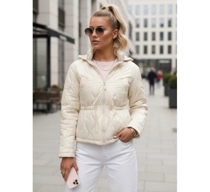 Dámská prošívaná bunda s kapucí ecru Dstreet model 21995836 - FashionStreet