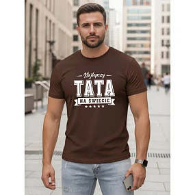 Tshirt męski z nadrukiem dla bawełniany brązowy model 22217717 - FashionStreet