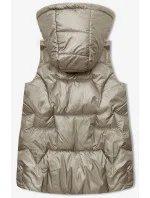 Béžová dámska vesta s kapucňou (B8171-12)