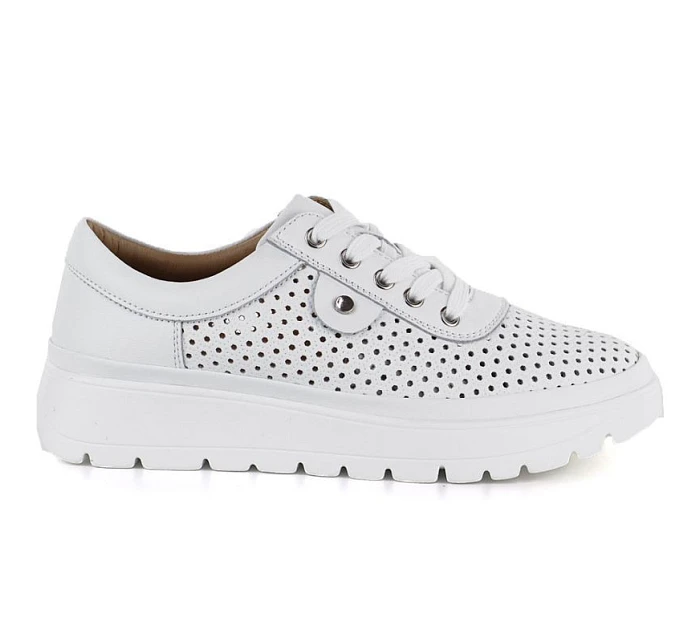 Dámská kožená bílá polobotka model 22116035 - VINCEZA