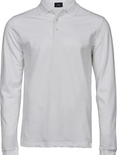 Tee Jays TJ 1406 Pánske elastické polo tričko s dlhým rukávom z piké 18.1406 biele