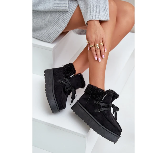 Śniegowce Damskie Na Platformie Z Futerkiem Typu Branek Czarne Ciabellae Śniegowce Damskie Na Platformie Z Futerkiem Typu Branek Czarne Ciabellae